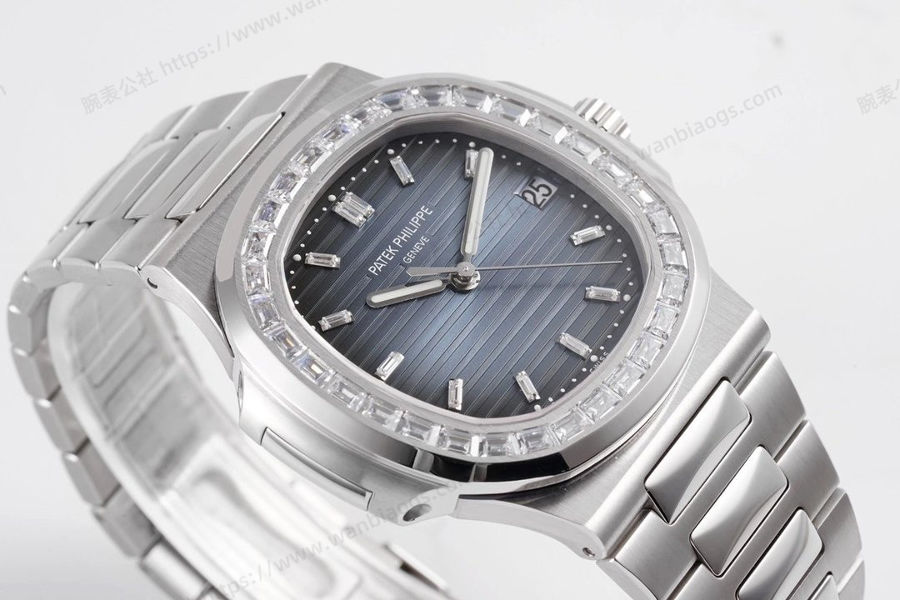 PPF Factory Patek Philippe Sport Elegance serisi 5711/1A 010 gri-mavi elmas kakmalı Nautilus kol saati incelemesi — 3. fotoğraf