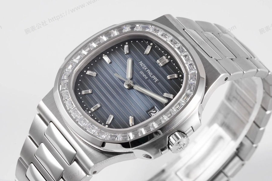 PPF Factory Patek Philippe Sport Elegance serisi 5711/1A 010 gri-mavi elmas kakmalı Nautilus kol saati incelemesi — 4. fotoğraf