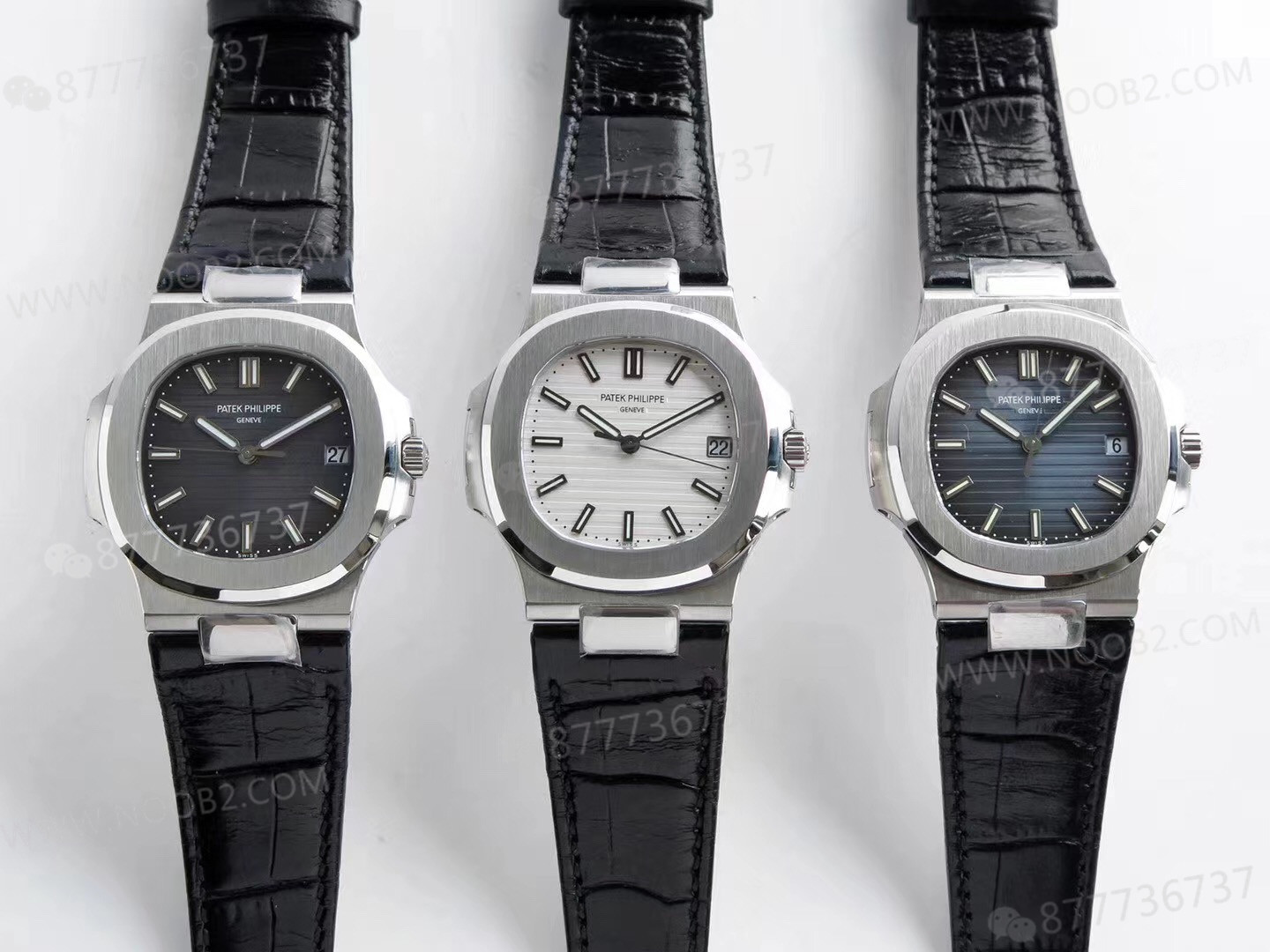 PPF Nautilus V4 versiyonu beyaz kadran deri kayış — 1. fotoğraf