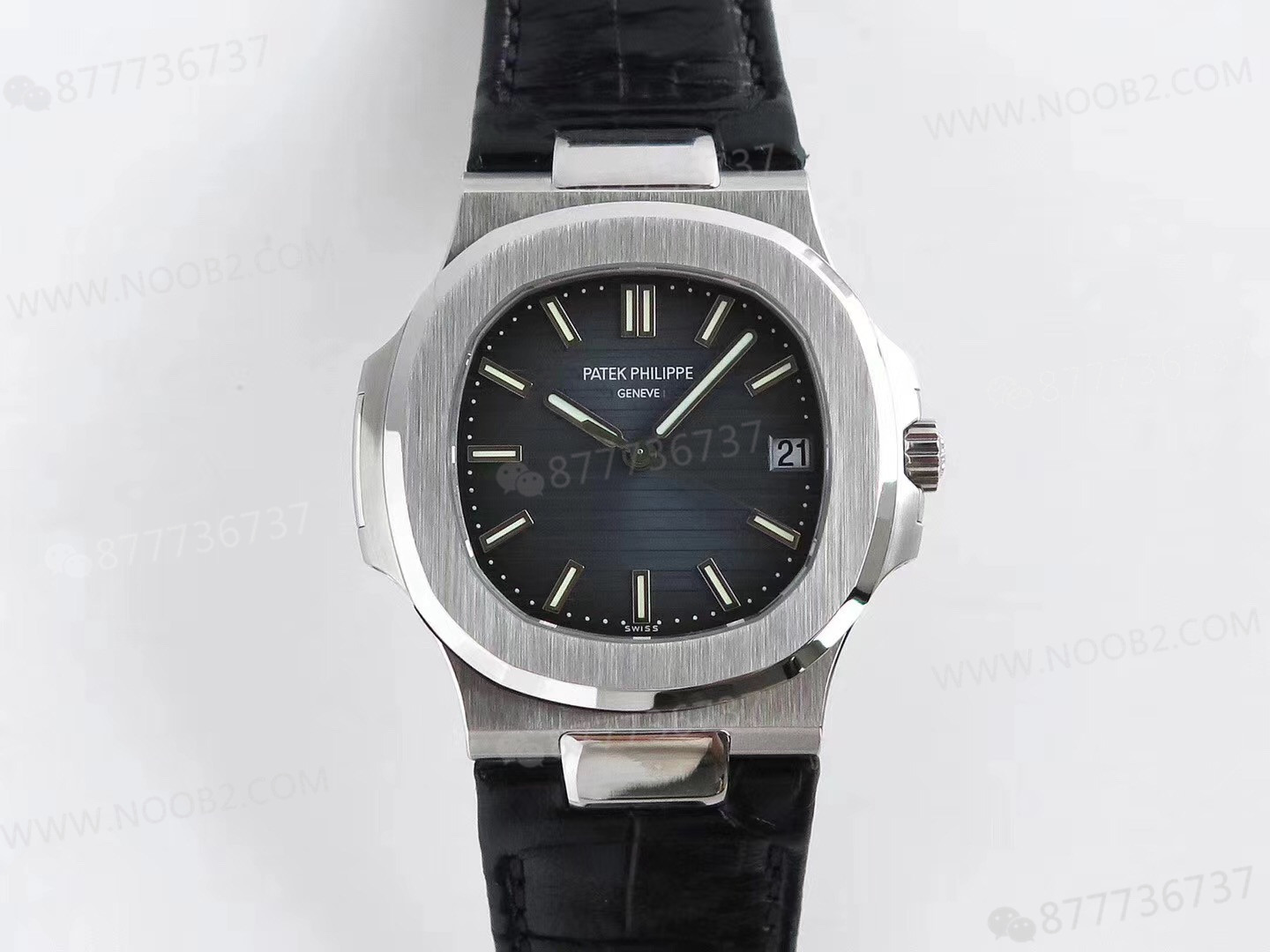 PPF Nautilus V4 versiyonu gri-mavi kadran, deri kayış — 41. fotoğraf