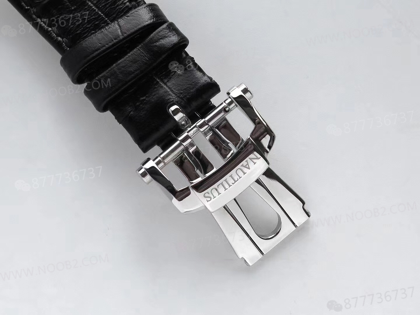 PPF Nautilus V4 versiyonu gri-mavi kadran, deri kayış — 48. fotoğraf