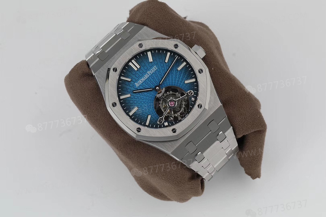 R8 Factory Audemars Piguet Royal Oak Tourbillon V2 Yükseltilmiş Sürüm, Beyaz Kasa Mavi Kadran — 3. fotoğraf
