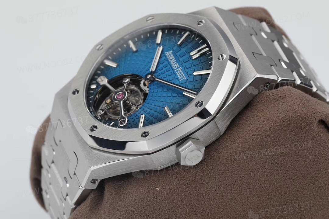 R8 Factory Audemars Piguet Royal Oak Tourbillon V2 Yükseltilmiş Sürüm, Beyaz Kasa Mavi Kadran — 6. fotoğraf