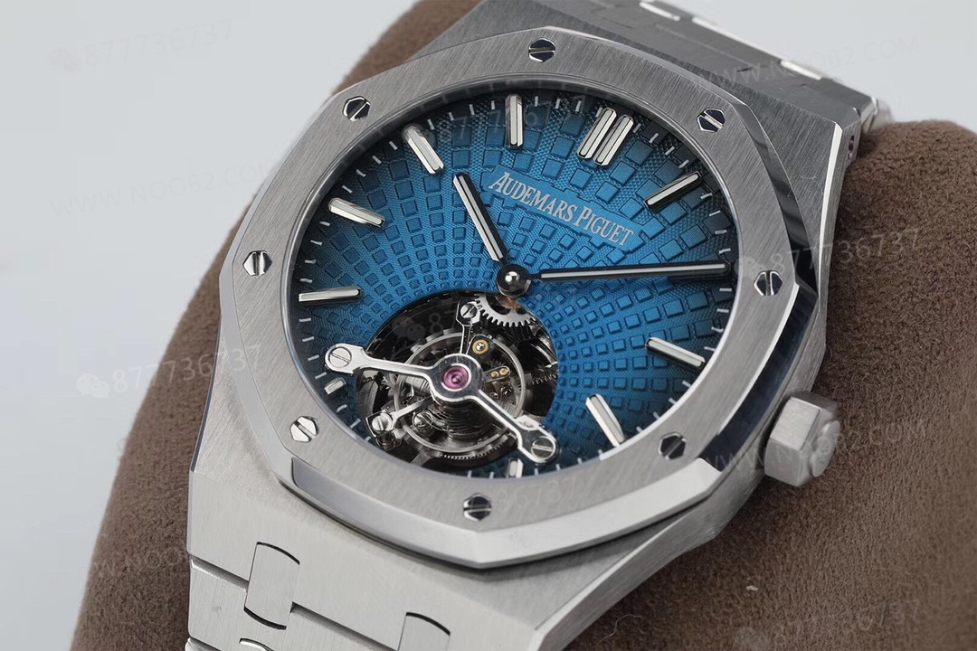 R8 Factory Audemars Piguet Royal Oak Tourbillon V2 Yükseltilmiş Sürüm, Beyaz Kasa Mavi Kadran — 7. fotoğraf