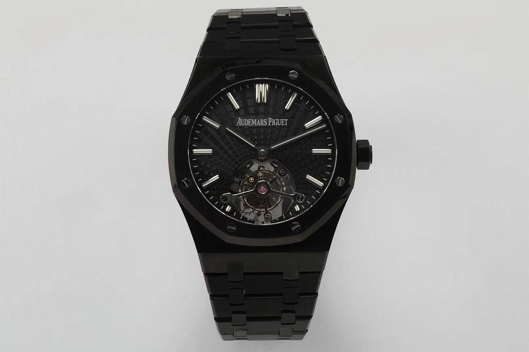 R8 Factory Audemars Piguet Royal Oak Tourbillon V2 Yükseltilmiş Sürüm Tam Siyah Kol Saati — 2. fotoğraf