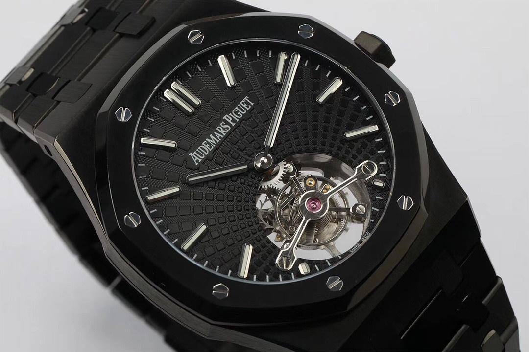 R8 Factory Audemars Piguet Royal Oak Tourbillon V2 Yükseltilmiş Sürüm Tam Siyah Kol Saati — 6. fotoğraf