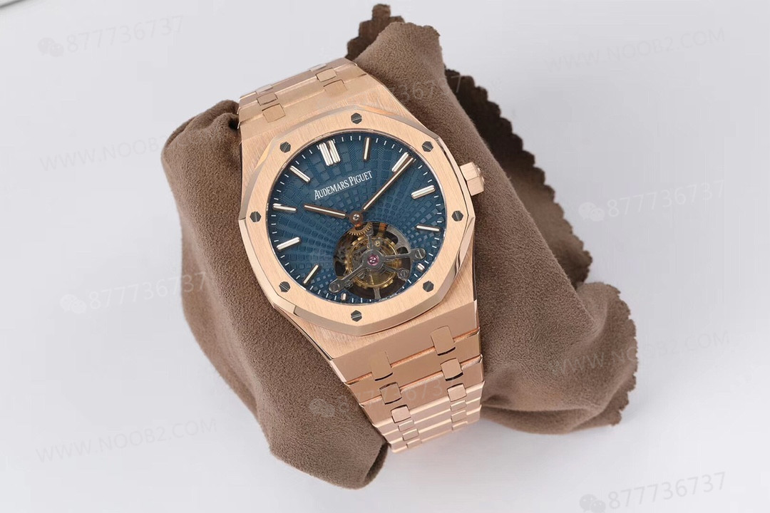 R8 Factory Audemars Piguet Royal Oak Tourbillon V2 Yükseltilmiş Versiyon Kol Saati Rose Altın Mavi Kadran — 3. fotoğraf