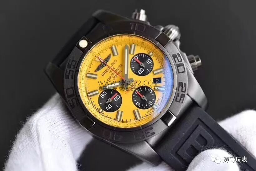 Replika GF Factory Breitling mekanik kronograf, sarı kadranlı 44 mm siyah çelik saat almaya değer mi? — 2. fotoğraf