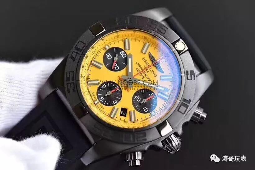 Replika GF Factory Breitling mekanik kronograf, sarı kadranlı 44 mm siyah çelik saat almaya değer mi? — 3. fotoğraf