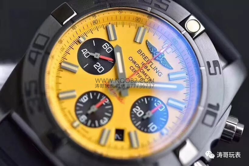 Replika GF Factory Breitling mekanik kronograf, sarı kadranlı 44 mm siyah çelik saat almaya değer mi? — 4. fotoğraf