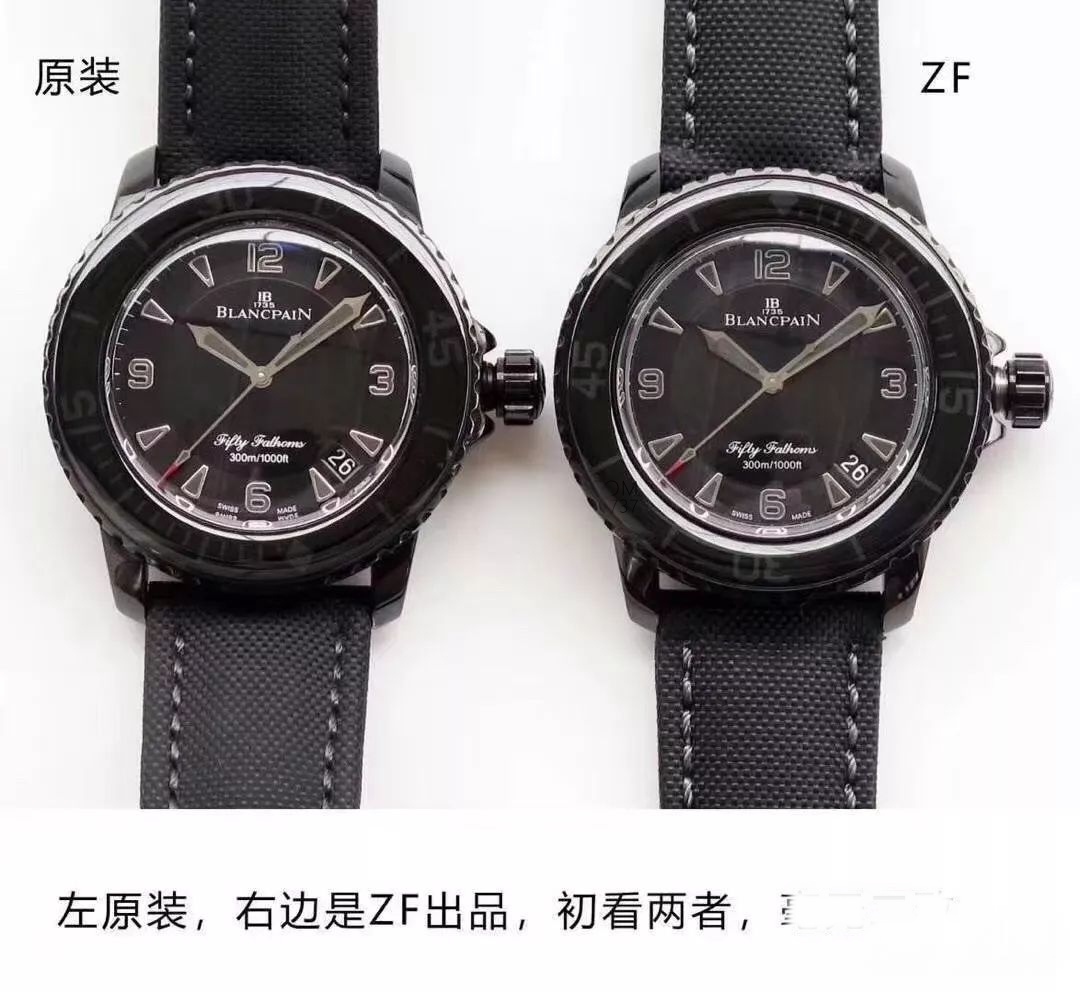 Replika saat ZF Factory Blancpain yeni Fifty Fathoms Black Vader söküm ve orijinalle karşılaştırmalı inceleme: ilk bakışta belli olur mu? — 4. fotoğraf