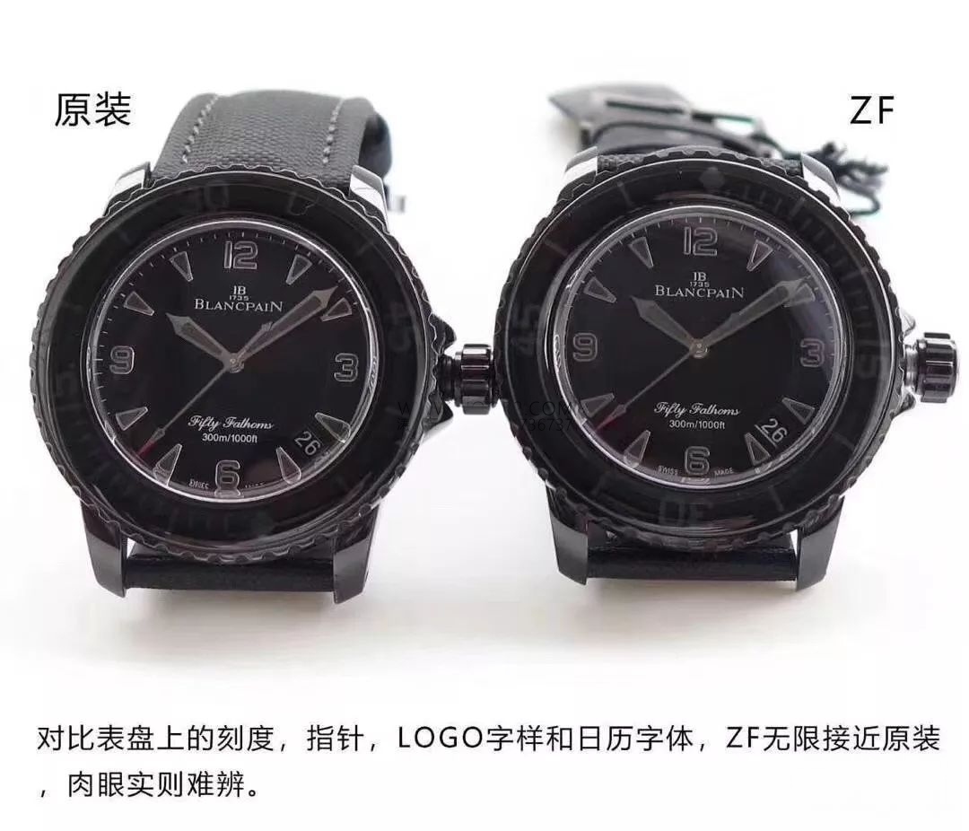 Replika saat ZF Factory Blancpain yeni Fifty Fathoms Black Vader söküm ve orijinalle karşılaştırmalı inceleme: ilk bakışta belli olur mu? — 6. fotoğraf