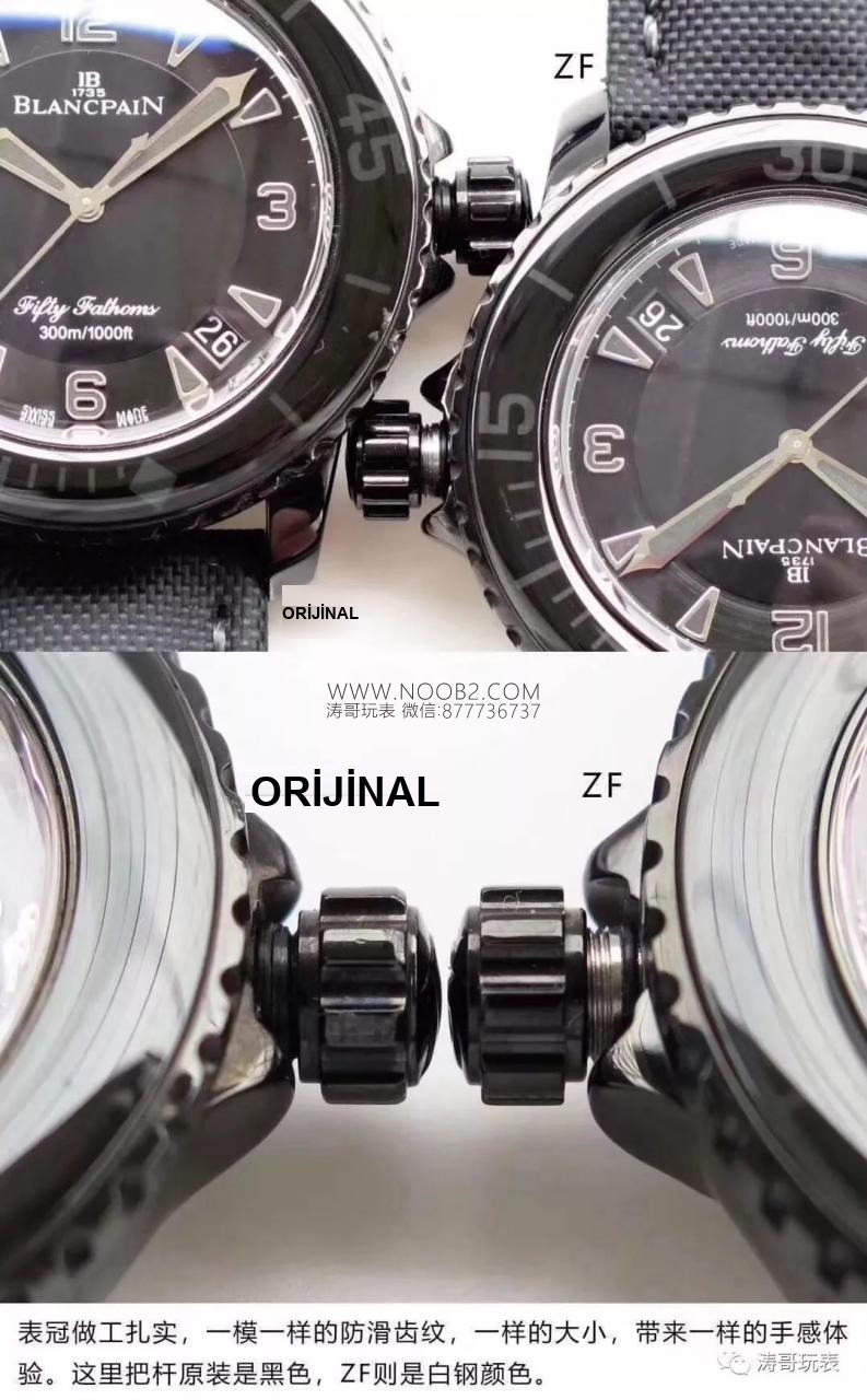 Replika saat ZF Factory Blancpain yeni Fifty Fathoms Black Vader söküm ve orijinalle karşılaştırmalı inceleme: ilk bakışta belli olur mu? — 10. fotoğraf