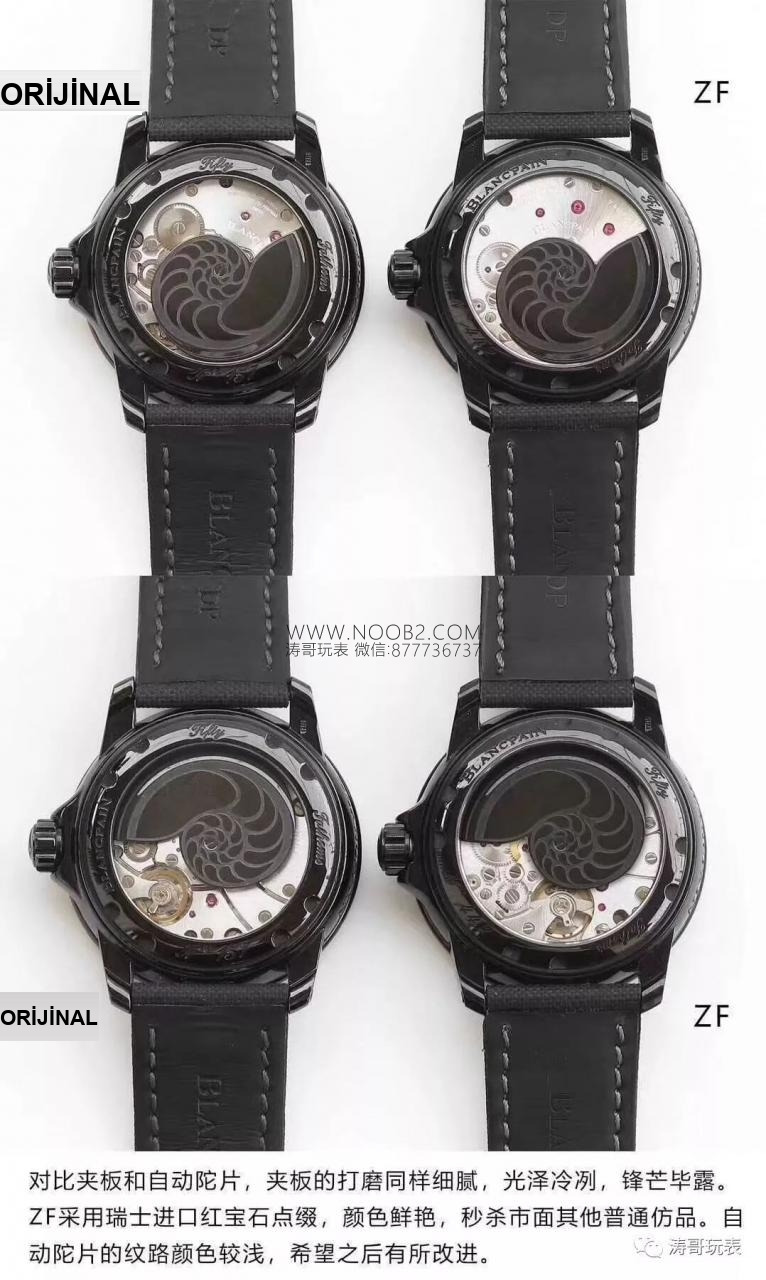 Replika saat ZF Factory Blancpain yeni Fifty Fathoms Black Vader söküm ve orijinalle karşılaştırmalı inceleme: ilk bakışta belli olur mu? — 11. fotoğraf