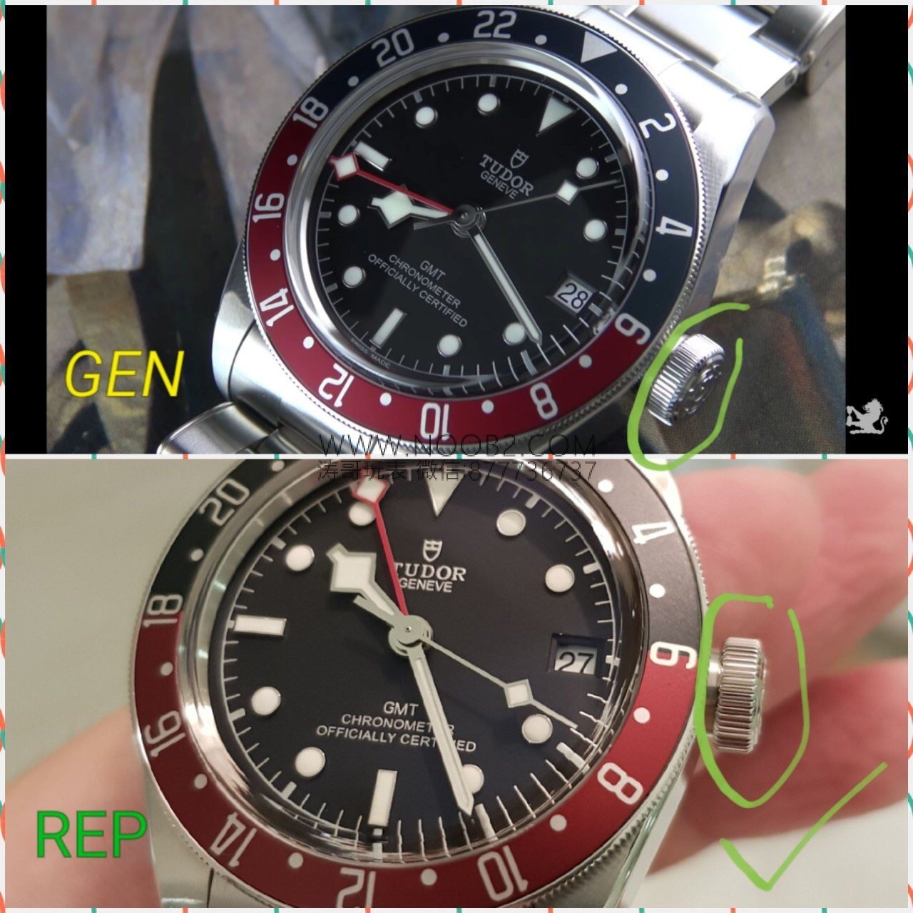 Saat dostumuzun paylaşımı: ZF Factory Tudor Black Bay kırmızı-mavi cola bezel M79830 Greenwich GMT Basel World 2018 replika saat - orijinal karşılaştırmalı incelemesi — 12. fotoğraf