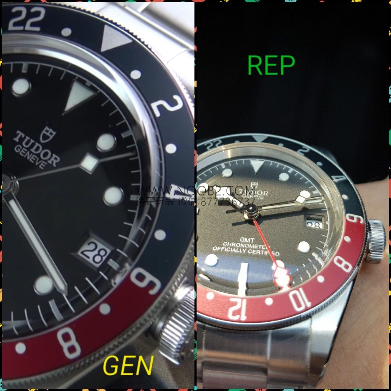 Saat dostumuzun paylaşımı: ZF Factory Tudor Black Bay kırmızı-mavi cola bezel M79830 Greenwich GMT Basel World 2018 replika saat - orijinal karşılaştırmalı incelemesi — 16. fotoğraf