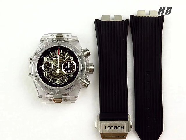 Siyah Kauçuk Kayışlı Replika Hublot Unico Safir