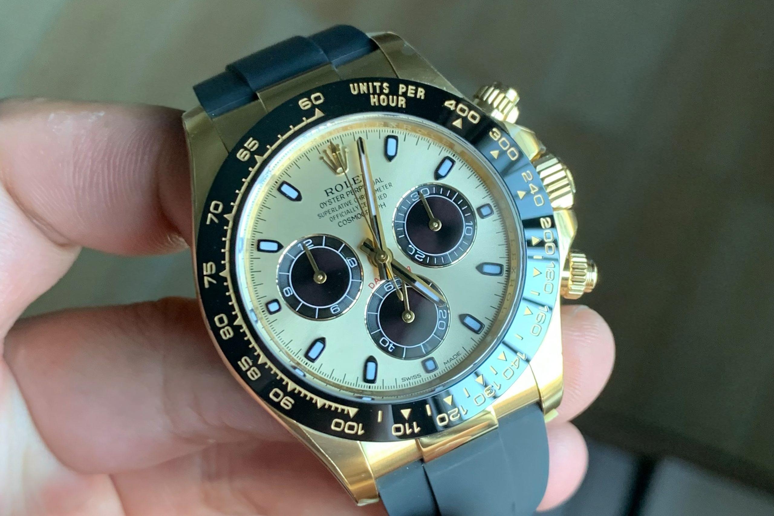 Shawn Yue'nin taktığı Clean Rolex Daytona 116518: altın rengi gerçeğe ne kadar yakın? — 2. fotoğraf