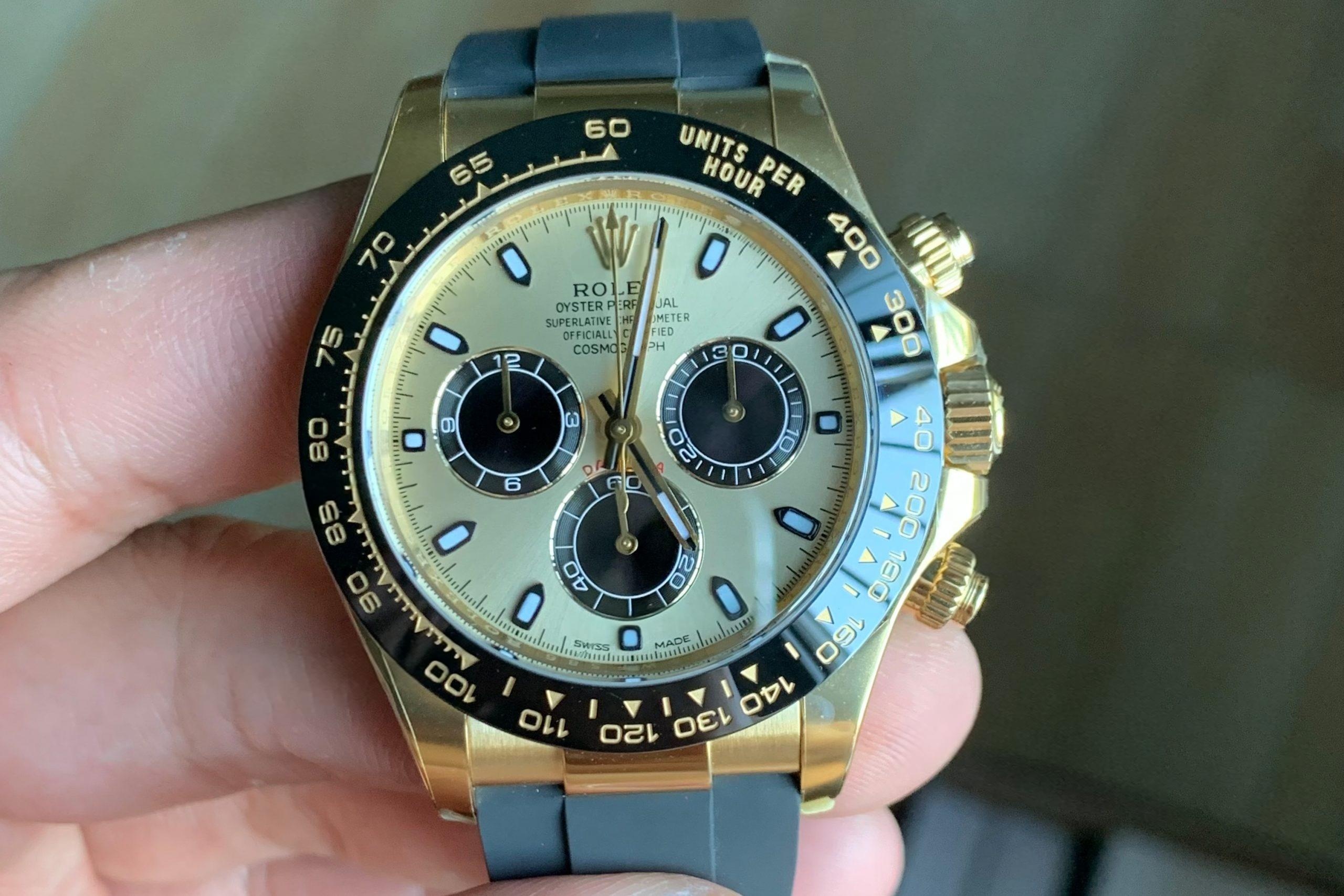 Shawn Yue'nin taktığı Clean Rolex Daytona 116518: altın rengi gerçeğe ne kadar yakın? — 5. fotoğraf