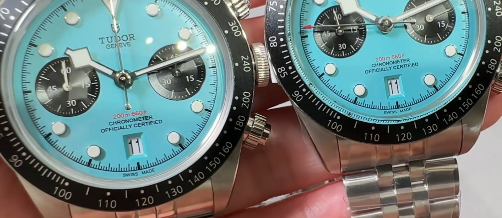 Tudor Black Bay Flamingo Blue M+F ile Orijinalin Karşılaştırması — 6. fotoğraf