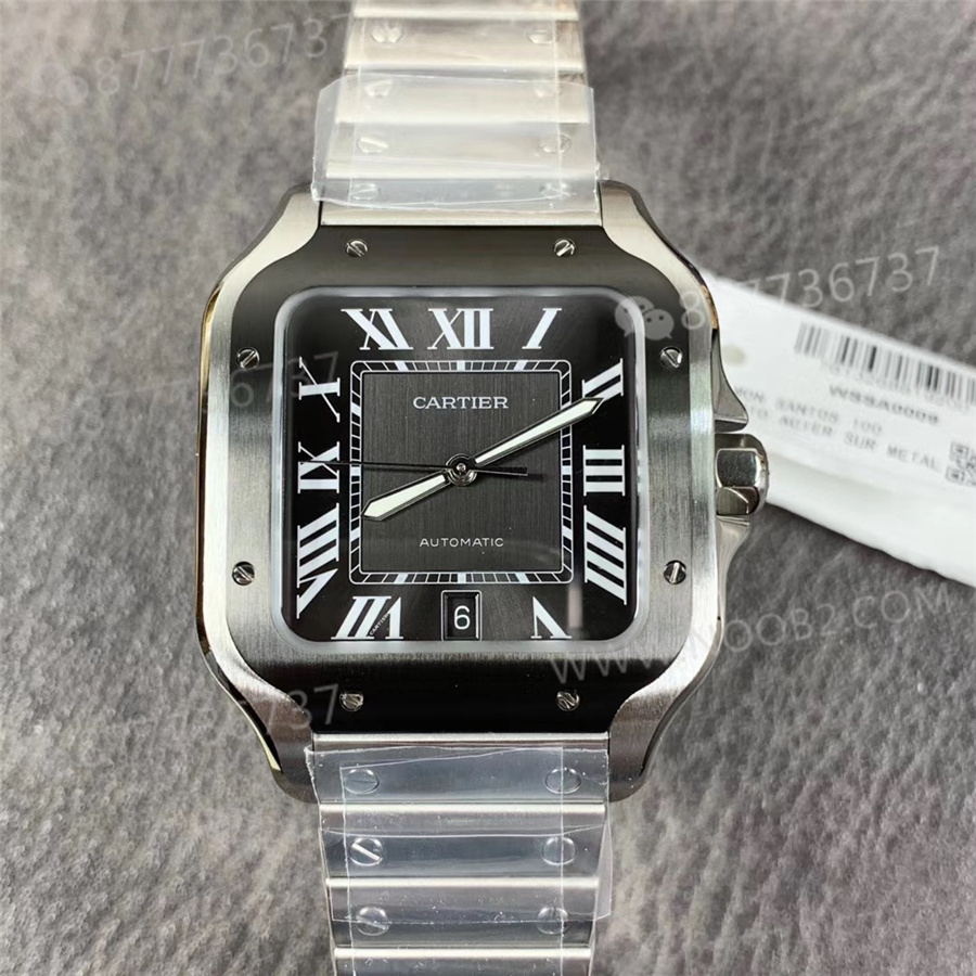 V6 Cartier Santos Karbon Kaplama Bezelli Kol Saati — 1. fotoğraf