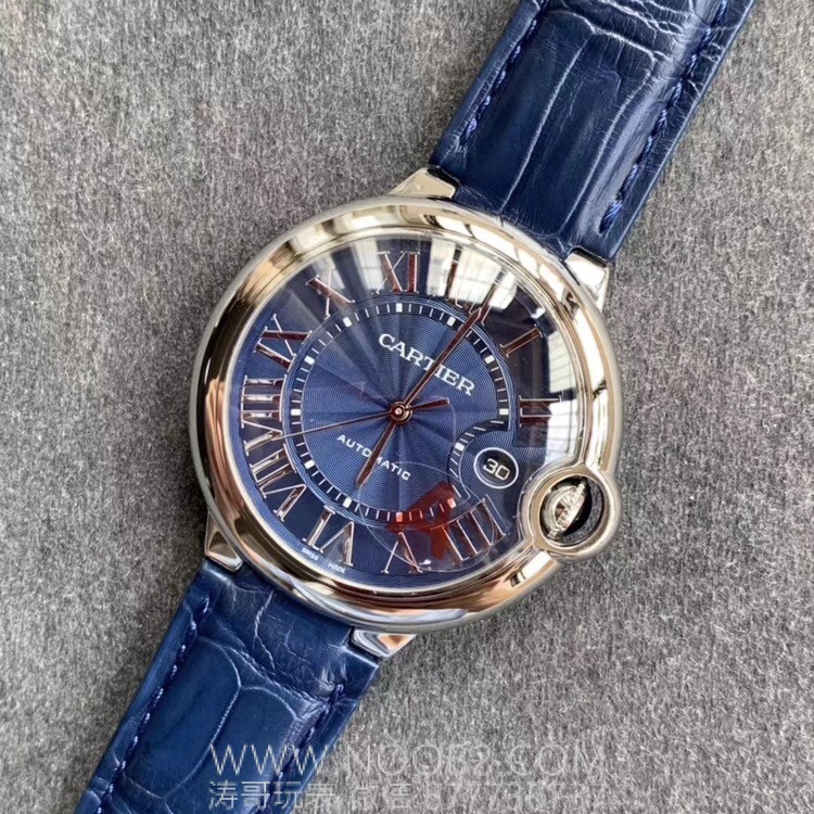 V6 Factory Cartier Ballon Bleu büyük boy 42 mm mavi kadran Seagull 2824 mekanizmalı replika mekanik saat incelemesi — 6. fotoğraf