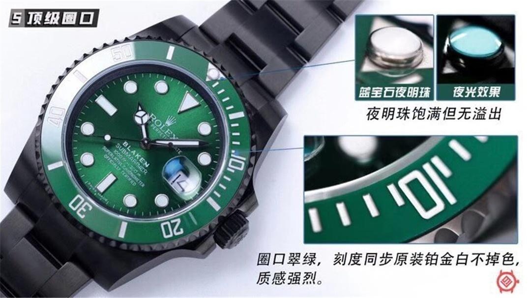 V9 Factory modifiyeli Rolex yeşil su hayaleti blacken saat: karartma etkisi nasıl? — 8. fotoğraf