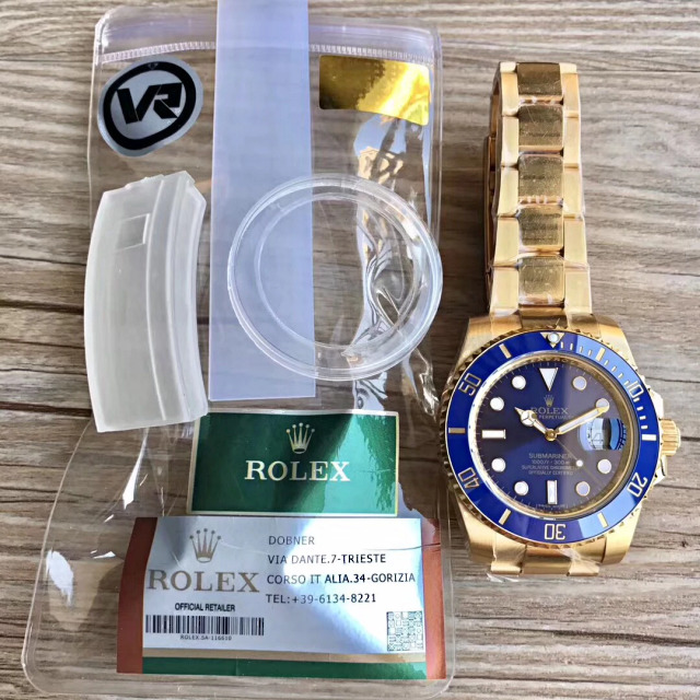 VR Altın Rengi Rolex Submariner Mavi