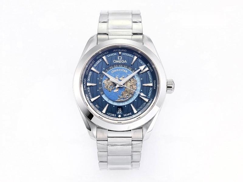 VS Factory Omega 150M World Time Koyu Mavi Replika Saat - VS Saat — 1. fotoğraf
