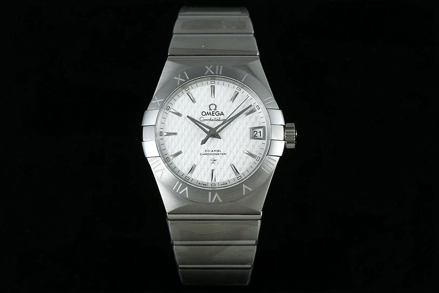 VS Factory Omega Constellation serisi baklava desenli beyaz kadran replika kol saati - 123.10.38.21.02.003 — 1. fotoğraf