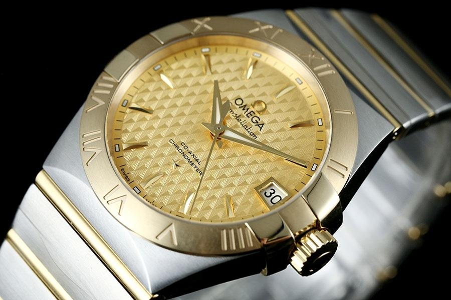 VS Factory Omega Constellation Serisi Baklava Desenli Şampanya Renkli Replika Saat - 123.20.38.21.08.002 — 2. fotoğraf