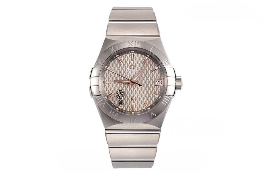 VS Factory Omega Constellation Serisi Gri Baklava Desenli Kadranlı Replika Kol Saati - 123.10.38.21.06.002 — 1. fotoğraf