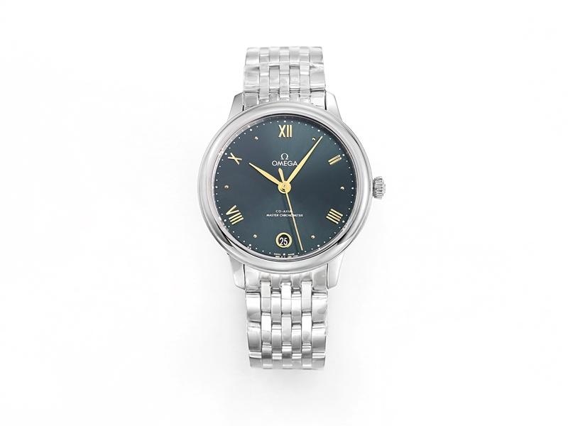 VS Factory Omega De Ville kadın modeli, yeşil kadran, altın akrep ve yelkovan, altın saat işaretli replika kol saati - VS Saat — 1. fotoğraf