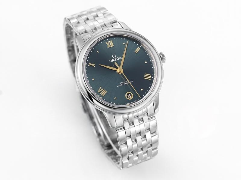 VS Factory Omega De Ville kadın modeli, yeşil kadran, altın akrep ve yelkovan, altın saat işaretli replika kol saati - VS Saat — 3. fotoğraf