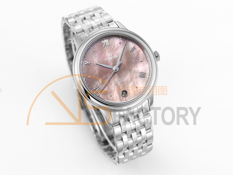 VS Factory Omega De Ville kadın pembe sedef kadranlı replika kol saati - VS saat — 3. fotoğraf