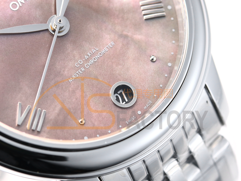 VS Factory Omega De Ville kadın pembe sedef kadranlı replika kol saati - VS saat — 4. fotoğraf