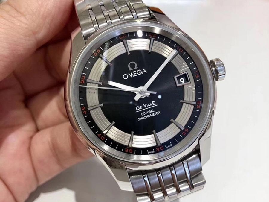 VS Factory Omega De Ville [Parlak Siyah] 8500 model replika kol saati - VS saat — 4. fotoğraf