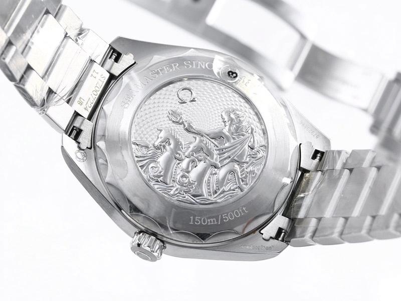 VS Factory Omega Seamaster 150M World Time buz mavisi replika saat - VS saat — 9. fotoğraf