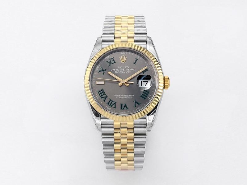 VS Factory Rolex 36 Datejust İki Renk Altın Gri Kadran Roma Rakamlı Replika Saat - VS Saat — 1. fotoğraf