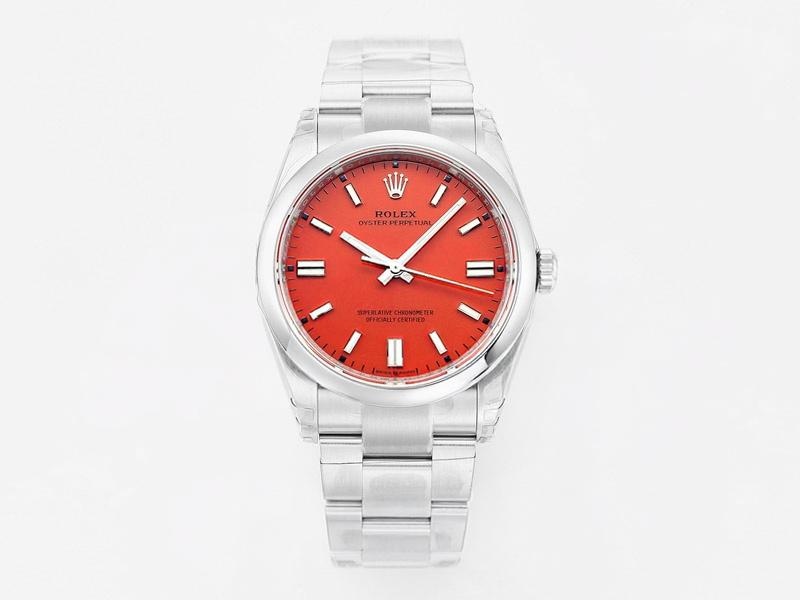 VS Factory Rolex 36 Oyster Perpetual Turuncu-Kırmızı Replika Kol Saati - VS Saat — 1. fotoğraf