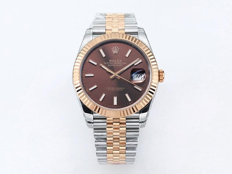 VS Factory Rolex 41 Datejust İki Renk Altın Şarap Kırmızısı Kadran Replika Saat - VS Saat — 1. fotoğraf