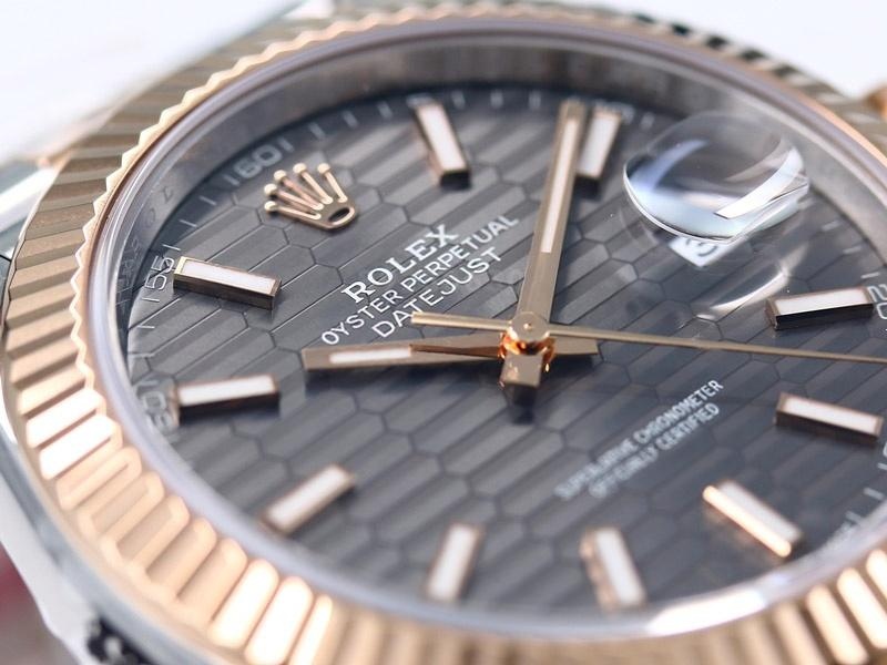VS Factory Rolex Datejust 41 Everose Altın Gri Kareli Kadran Replika Kol Saati - VS Saat — 4. fotoğraf