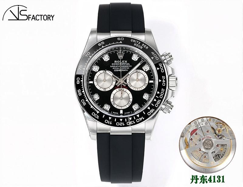 VS Factory Rolex Daytona siyah kadran elmas işaretli replika saat - 4131 mekanizma — 1. fotoğraf