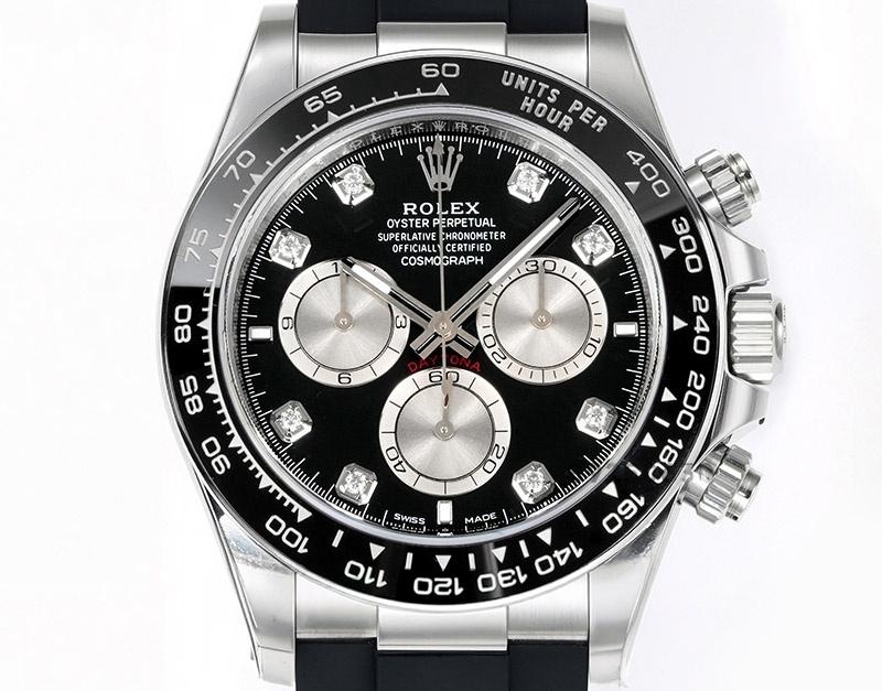 VS Factory Rolex Daytona siyah kadran elmas işaretli replika saat - 4131 mekanizma — 2. fotoğraf