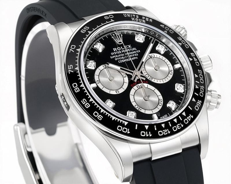 VS Factory Rolex Daytona siyah kadran elmas işaretli replika saat - 4131 mekanizma — 5. fotoğraf