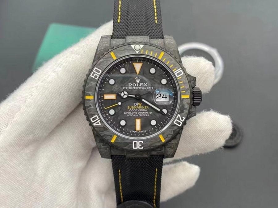 VS Factory Rolex DIW Karbon Fiber Sarı Model Replika Kol Saati - VS Saat — 1. fotoğraf