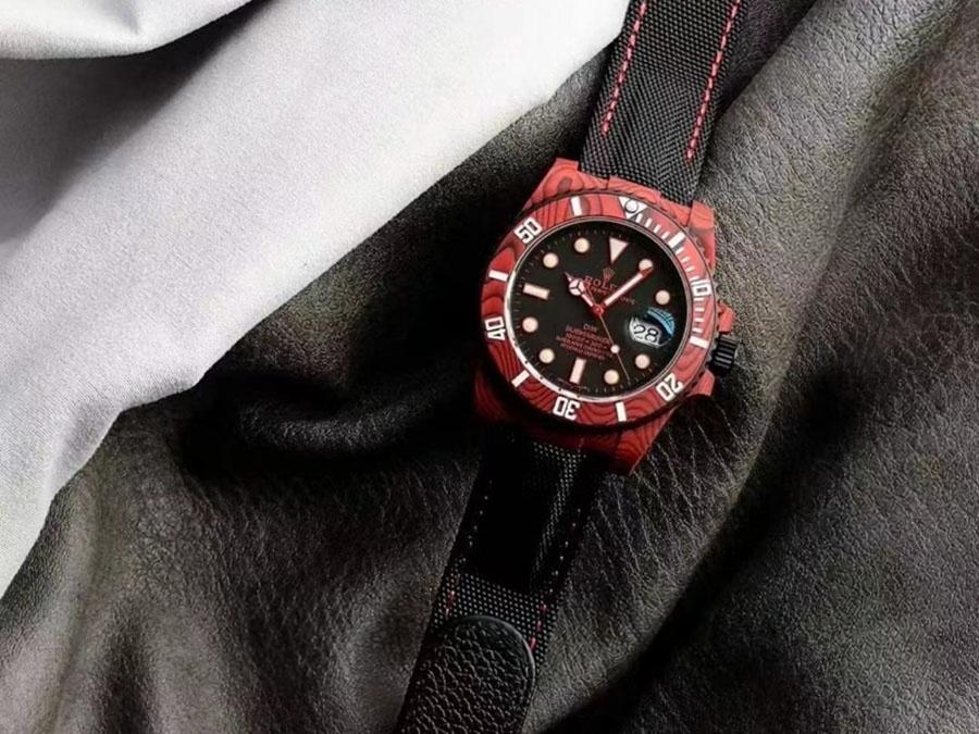 VS Factory Rolex DIW tam kırmızı karbon fiber replika kol saati - VS saat — 1. fotoğraf