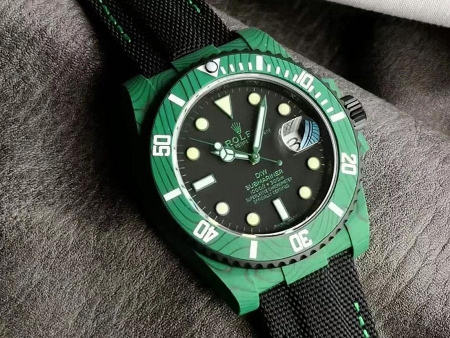 VS Factory Rolex DIW tam yeşil karbon fiber replika kol saati - VS saat — 2. fotoğraf