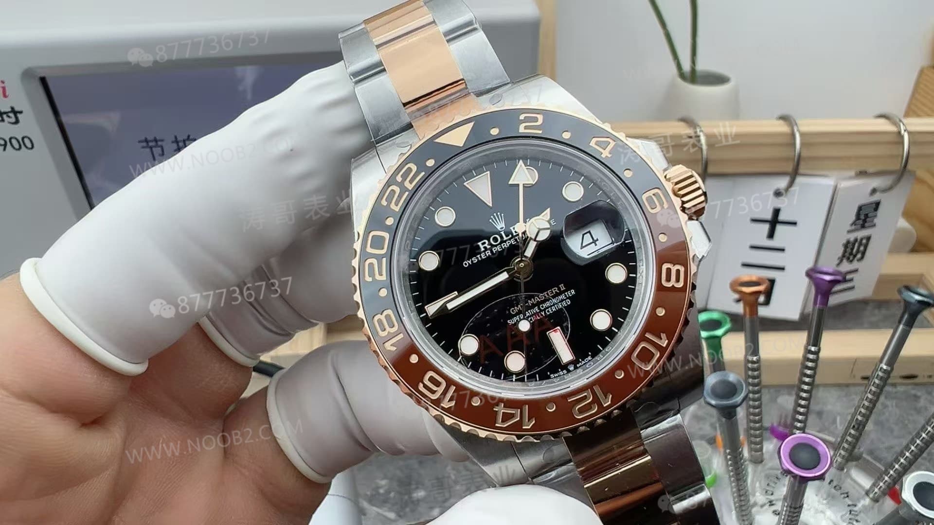 VS Factory Rolex iki renk altın GMT sarsıt bezel/pavurya ağırlık dengeli versiyonun detay işçiliği nasıl? — 1. fotoğraf