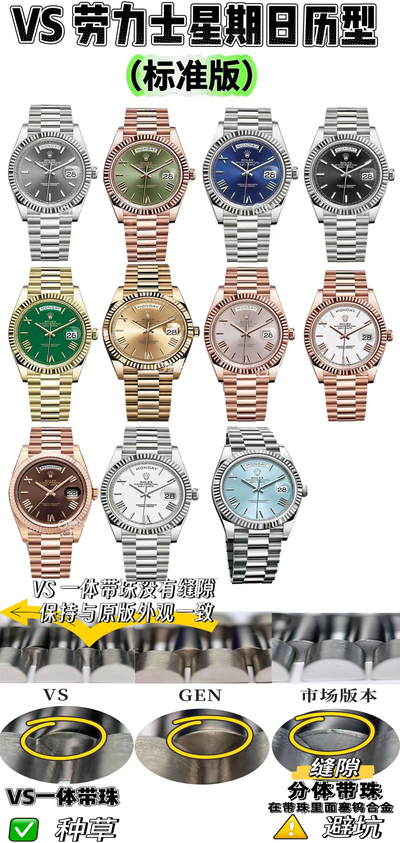 VS Rolex Day-Date | Üst düzey replikanın referans eseri. Dandong 3255 mekanizması (3235 orijinal soyundan) ile 72 saat uzun ömürlü güç rezervi — 5. fotoğraf